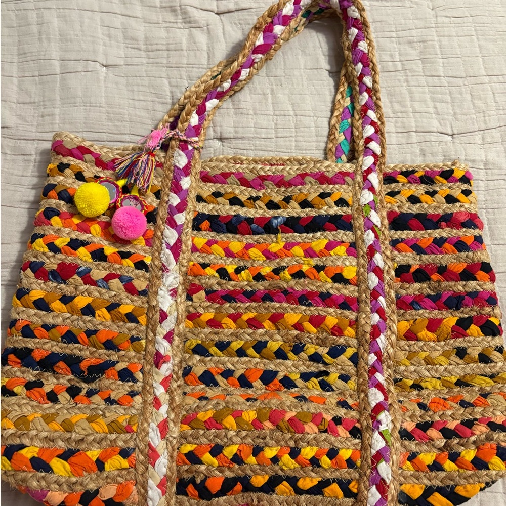 Multicolor Woven Tote Bag